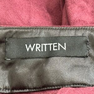 Written maroon skirt